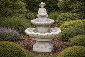 2 Tier Medium Seashell Boy Holding Lilypad Fountain